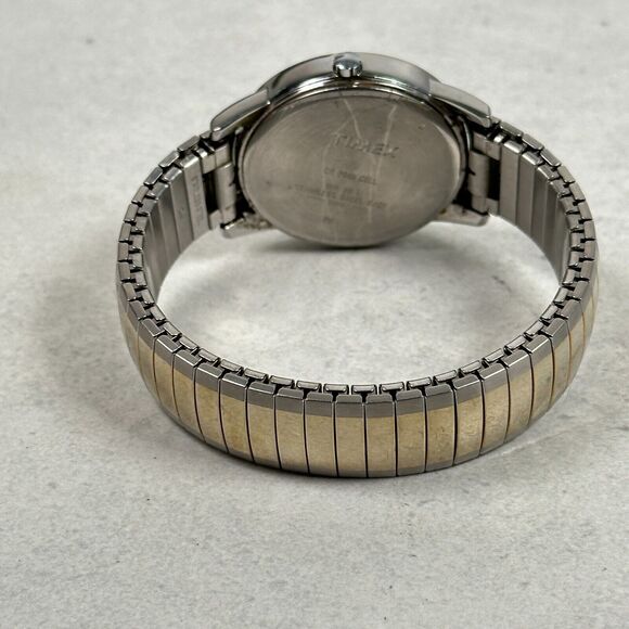 Timex Watch 35mm Date Indiglo Two Tone Stretchy Casual Classic New Battery - Picture 10 of 16